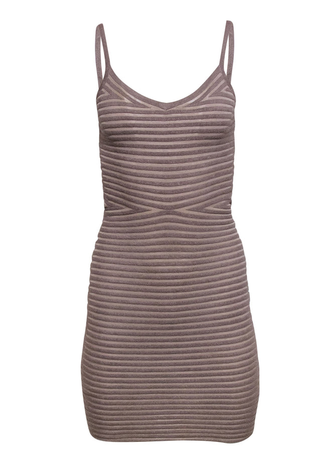 Current Boutique-Alexander Wang - Light Brown Sleeveless Textured Bodycon Dress Sz S