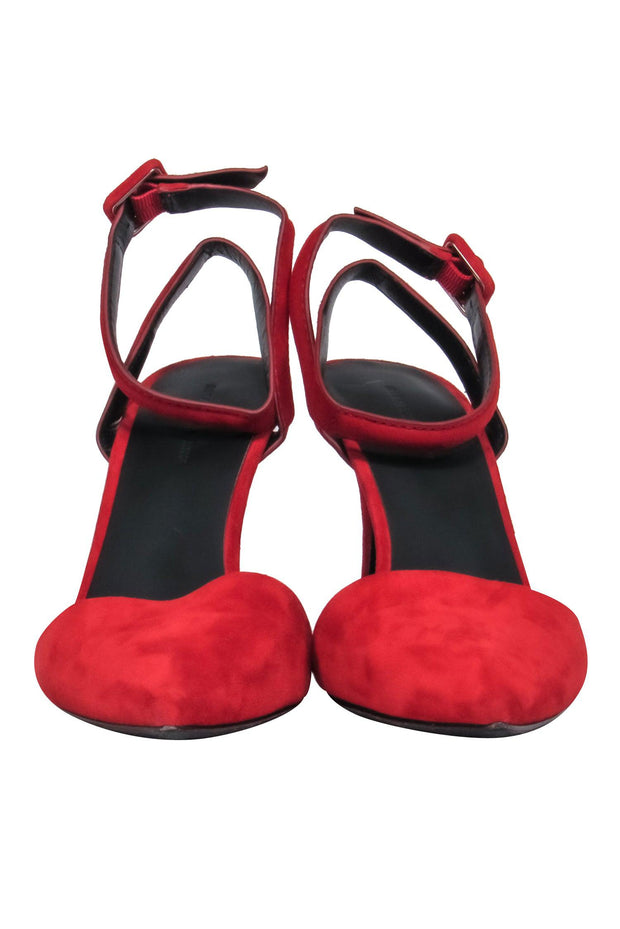 Current Boutique-Alexander Wang - Red Suede Pointy Toe Wrap Strap Heels Sz 8