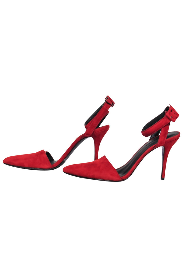 Current Boutique-Alexander Wang - Red Suede Pointy Toe Wrap Strap Heels Sz 8