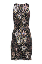 Current Boutique-Alexia Admor - Black, Bronze & Silver Sequined Sheath Dress Sz L