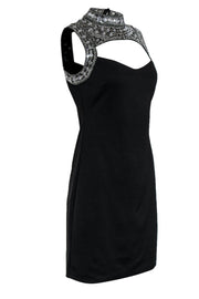 Current Boutique-Alexia Admor - Black Cutout Bodycon Dress w/ Silver Sequin & Beaded Top Sz 4