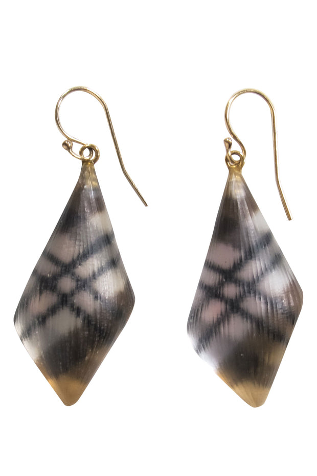 Current Boutique-Alexis Bittar - Black Lucite Teardrop Earrings w/ Gold Logo