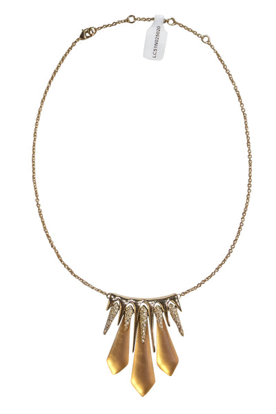 Current Boutique-Alexis Bittar - Golden Pointed Tine Bar-Style Necklace w/ Spear Crystals