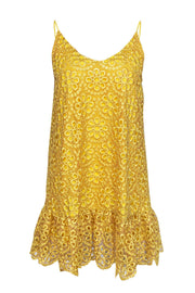 Current Boutique-Alexis - Bright Yellow Eyelet Lace Dress w/ Flounce Hem Sz S