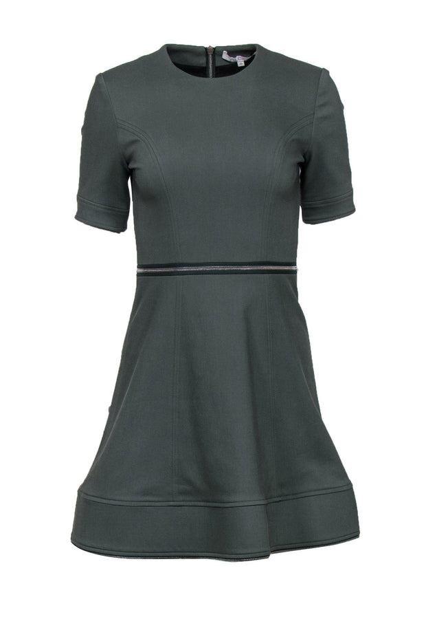 Current Boutique-Alexis - Olive Green Fit & Flare Dress w/ Zipper Detail Sz S