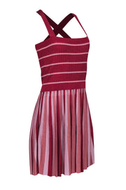 Current Boutique-Alexis - Red & Pink Striped Ribbed Knit Midi Dress Sz L