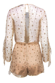 Current Boutique-Alice McCall - Nude Tulle & Gold Glitter Ruffle Romper Sz 4