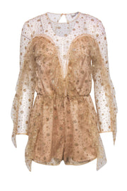 Current Boutique-Alice McCall - Nude Tulle & Gold Glitter Ruffle Romper Sz 4