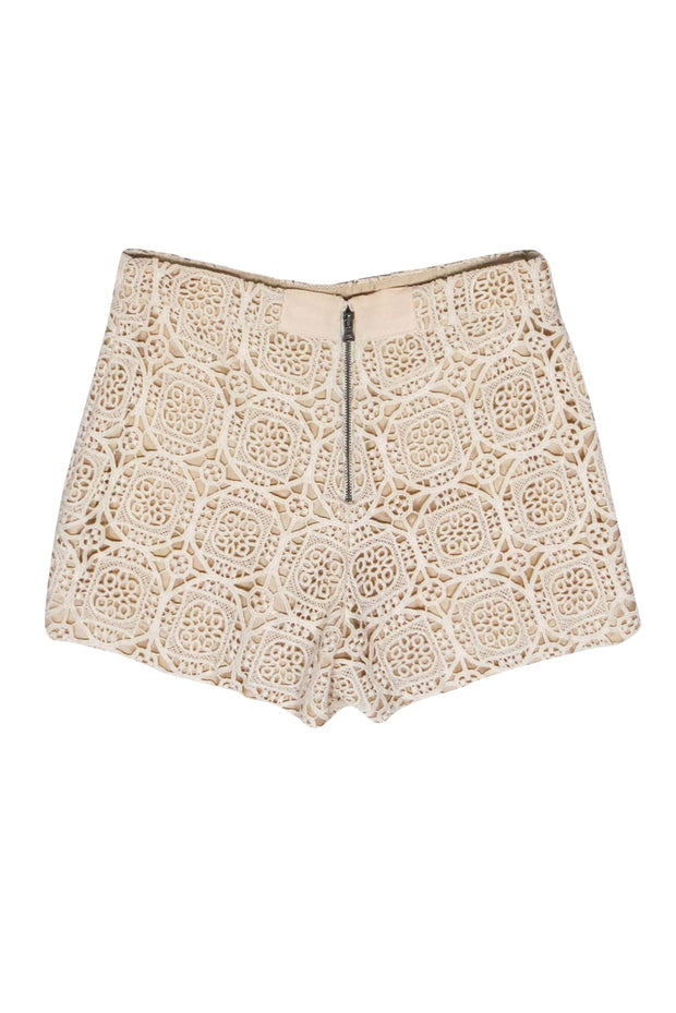 Current Boutique-Alice & Olivia - Beige Crochet High Waisted Cotton Shorts Sz 2