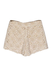 Current Boutique-Alice & Olivia - Beige Crochet High Waisted Cotton Shorts Sz 2