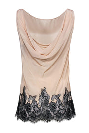 Current Boutique-Alice & Olivia - Beige Draped Back Tank w/ Lace Trim Sz L