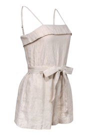 Current Boutique-Alice & Olivia - Beige Sleeveless Belted Linen Romper Sz 2