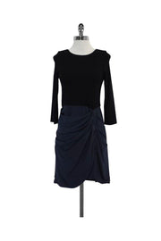 Current Boutique-Alice & Olivia - Black & Blue Draped Zip Dress Sz 8