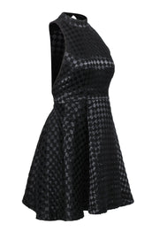 Current Boutique-Alice & Olivia - Black Checkered Mock Neck A-Line Dress Sz 0