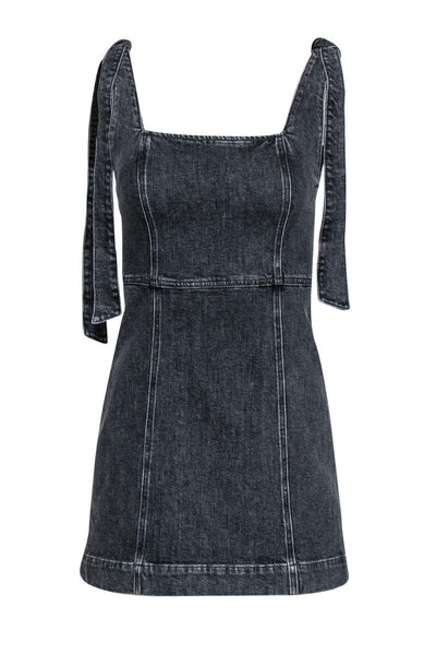 Current Boutique-Alice & Olivia - Black Denim Sleeveless Sheath Dress Sz 0