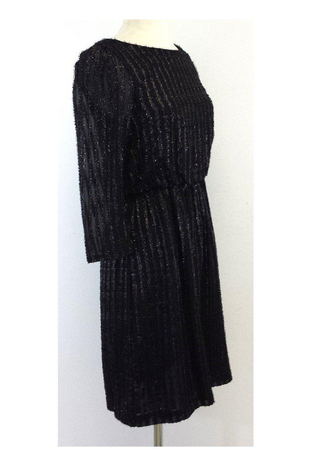 Current Boutique-Alice & Olivia - Black Eleanor Metallic Striped Dress Sz S