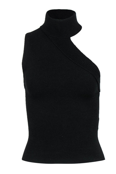 Current Boutique-Alice & Olivia - Black Knit Cutout Mock Neck Top Sz XS