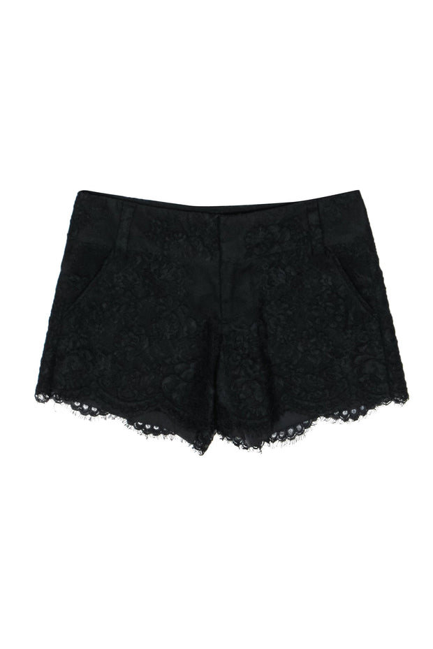 Current Boutique-Alice & Olivia - Black Lace Shorts w/ Scalloped Hem Sz 2