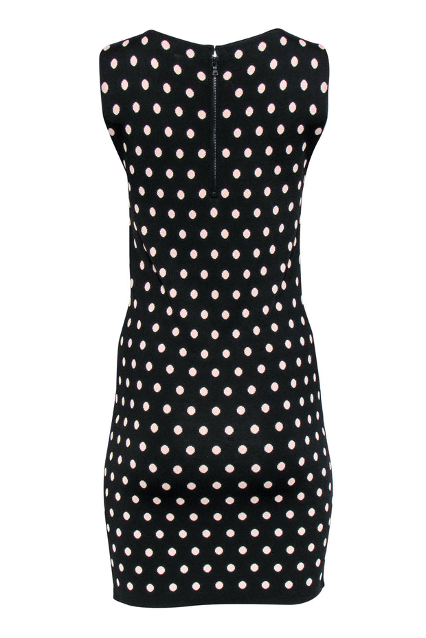 Current Boutique-Alice & Olivia - Black & Light Pink Polka Dot Sleeveless Knit Bodycon Dress Sz M