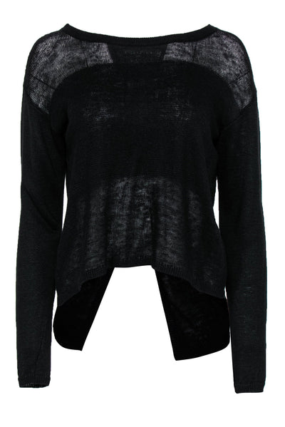 Current Boutique-Alice & Olivia - Black Linen Sweater w/ Draped Open Back Sz M