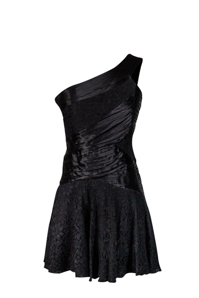 Current Boutique-Alice & Olivia - Black Pleated Lace Trim Dress Sz XS