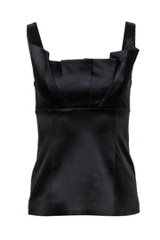 Current Boutique-Alice & Olivia - Black Pleated Satin Bustier-Style Top Sz XS