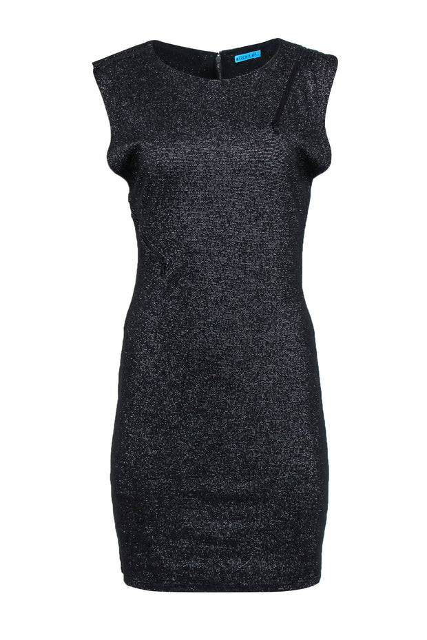 Current Boutique-Alice & Olivia - Black & Silver Bodycon Dress w/ Exposed Zipper Details Sz L