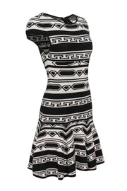 Current Boutique-Alice & Olivia - Black & White Aztec Print Dress w/ Flared Hem Sz XS