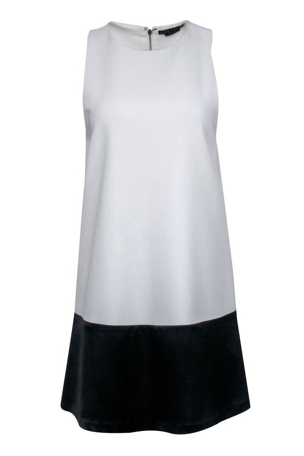 Current Boutique-Alice & Olivia - Black & White Color-Blocked Sleeveless A-Line Dress Sz SP