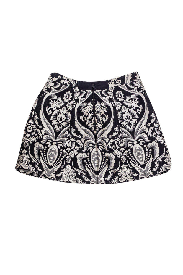 Current Boutique-Alice & Olivia - Black & White Damask A-Line Skirt Sz 2