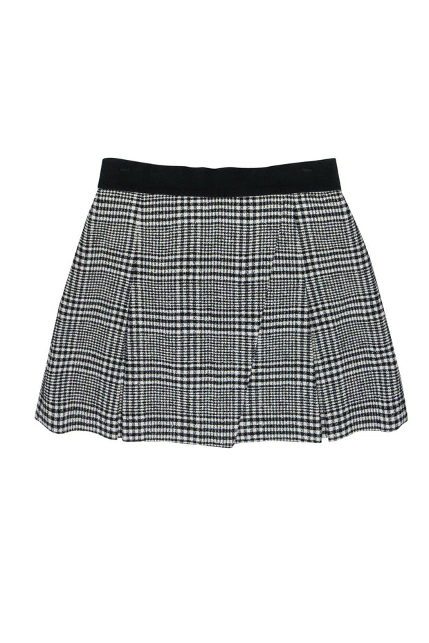 Current Boutique-Alice & Olivia - Black & White Glen Plaid Pleated Skater Skirt Sz 10