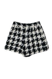 Current Boutique-Alice & Olivia - Black & White High-Waist Tweed Zipper Front Shorts Sz 0