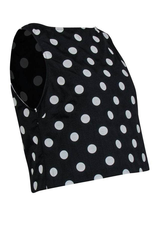 Current Boutique-Alice & Olivia - Black & White Polka Dot Cropped Sleeveless Tank Sz L