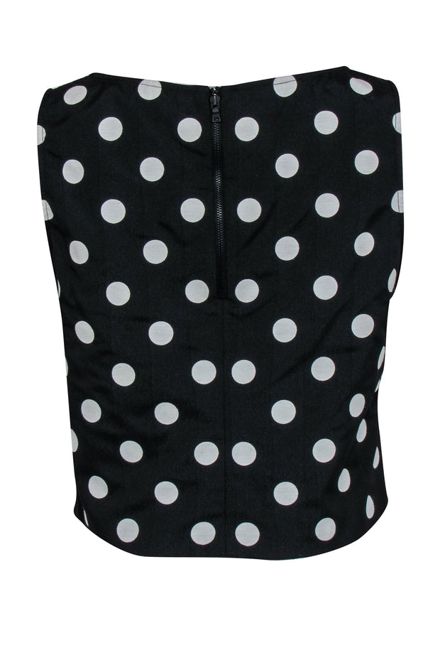 Current Boutique-Alice & Olivia - Black & White Polka Dot Cropped Sleeveless Tank Sz L