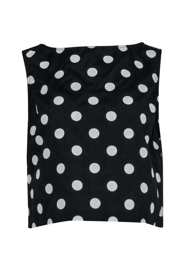 Current Boutique-Alice & Olivia - Black & White Polka Dot Cropped Sleeveless Tank Sz L