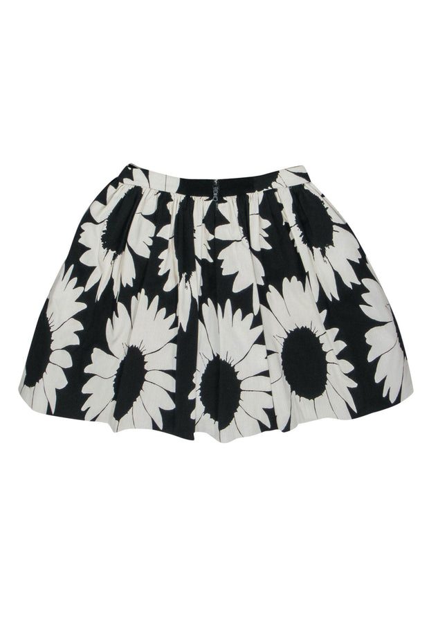 Current Boutique-Alice & Olivia - Black & White Sunflower Print Flare Skirt Sz 4