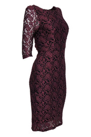 Current Boutique-Alice & Olivia - Burgundy & Black Lace Sheath Dress Sz 6