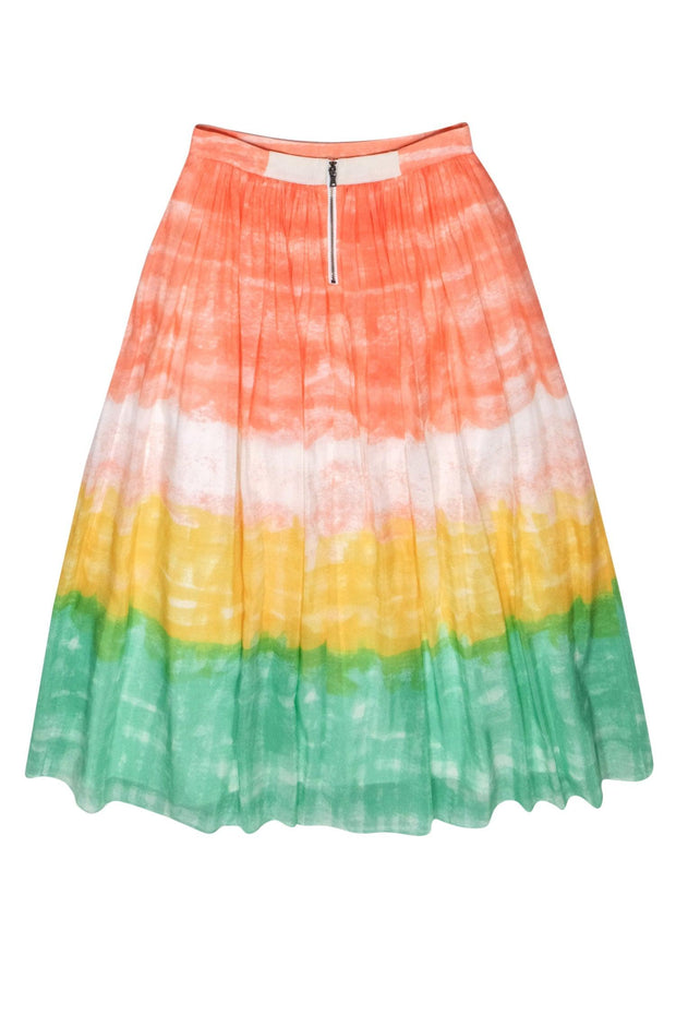 Current Boutique-Alice & Olivia - Coral, White, Yellow & Green Ombre Maxi Skirt Sz 4