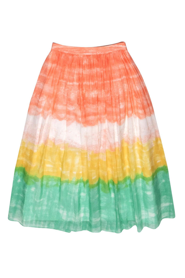 Current Boutique-Alice & Olivia - Coral, White, Yellow & Green Ombre Maxi Skirt Sz 4