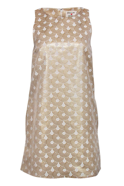 Current Boutique-Alice & Olivia - Cream & Gold Patterned Tent Dress Sz S