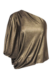 Current Boutique-Alice & Olivia - Gold Metallic Asymmetric One-Shoulder Blouse Sz XS