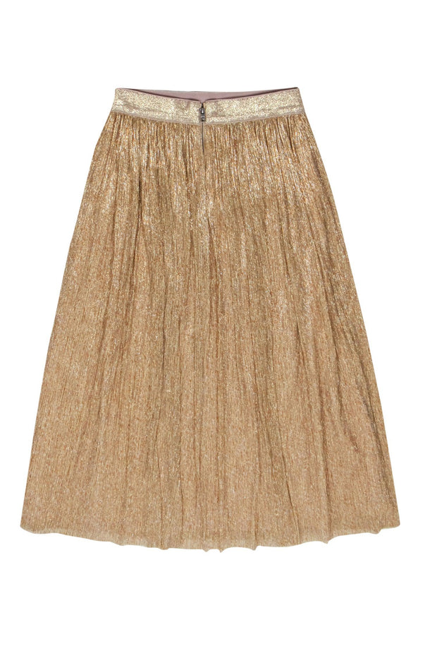 Current Boutique-Alice & Olivia - Gold Shimmery Midi Skirt Sz 0