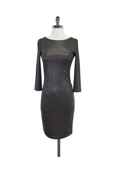 Current Boutique-Alice & Olivia - Gray Metallic Dress w/ Mesh Back Sz 4