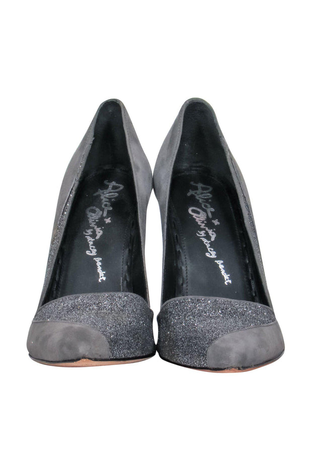 Current Boutique-Alice & Olivia - Grey Suede & Sparkly Pointed Toe Pumps Sz 8.5