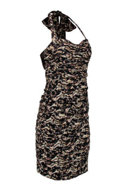 Current Boutique-Alice & Olivia - Leopard Print Ruched Halter Back Mini Dress Sz 8