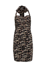 Current Boutique-Alice & Olivia - Leopard Print Ruched Halter Back Mini Dress Sz 8