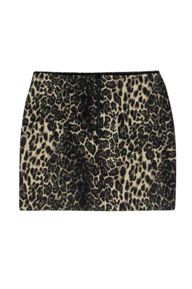 Current Boutique-Alice & Olivia - Leopard Spotted Metallic Miniskirt Sz 0