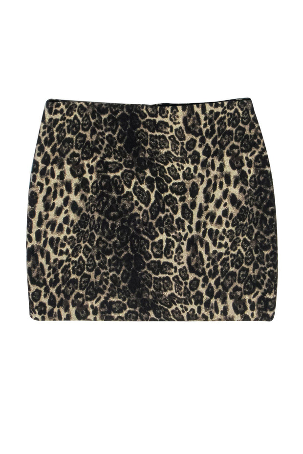 Current Boutique-Alice & Olivia - Leopard Spotted Metallic Miniskirt Sz 0