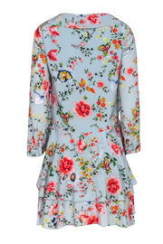 Current Boutique-Alice & Olivia - Light Blue Floral Print Silk Mini Dress Sz 4