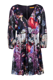 Current Boutique-Alice & Olivia - Multicolored Crystal Printed Silk A-Line Dress Sz L